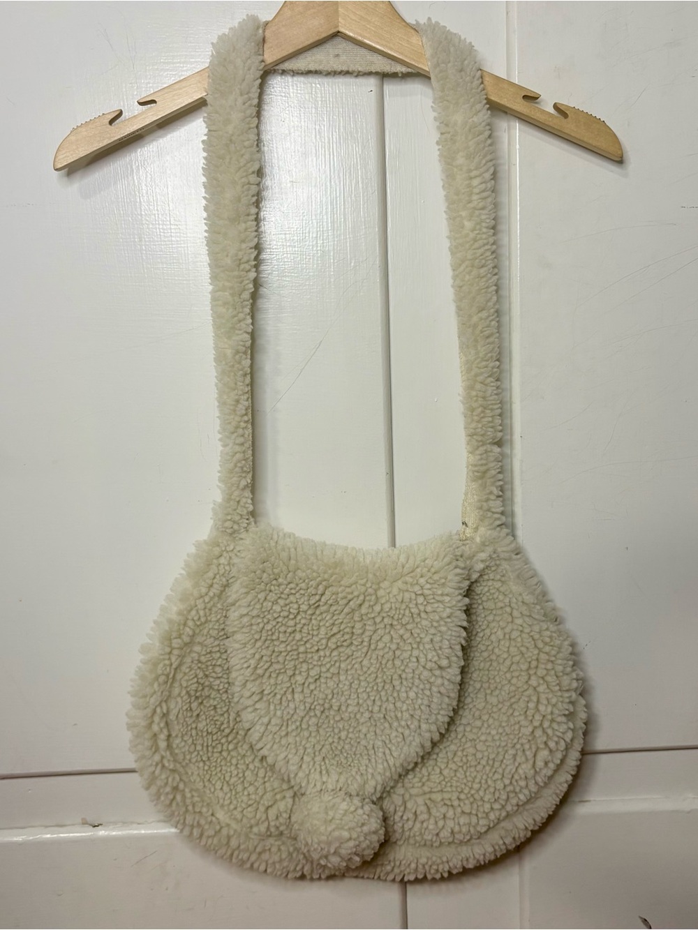 Vintage 60s/70s Handmade Sherpa Crossbody Shoulder Bag Purse